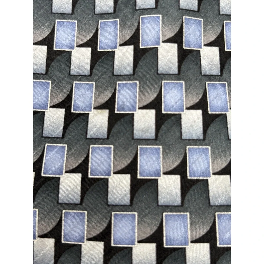 Kilburne & Finch Men's Blue Gray Geometric Silk Necktie Modern Designer Tie